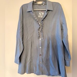 Soft Surroundings Tencel Chambray Button Front Shirt Size Large NWOT